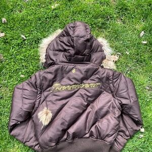 Rocawear Brown Puffer Jacket with Fur Trim